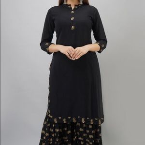 Women’s Solid Rayon Kurta With Sharara